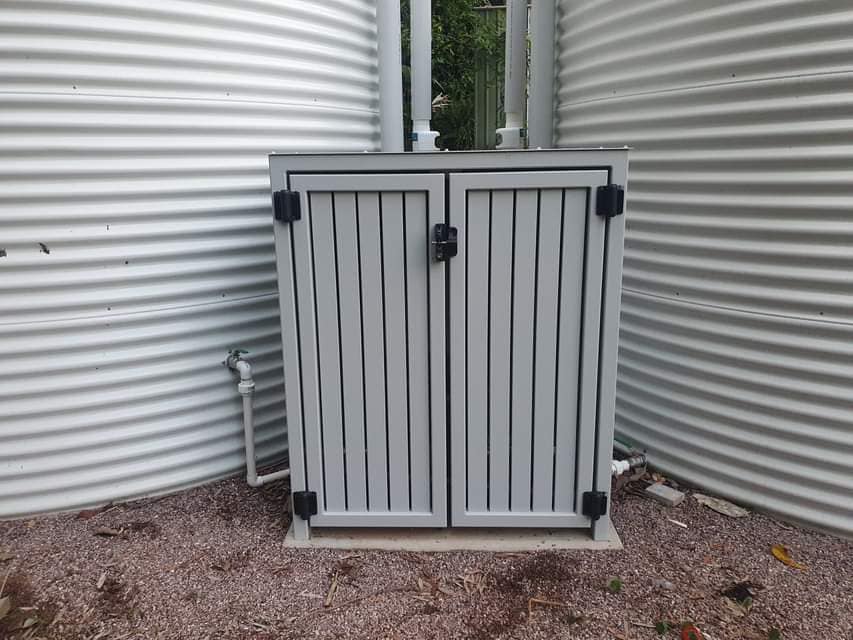 vertical slatted pump cover with doors